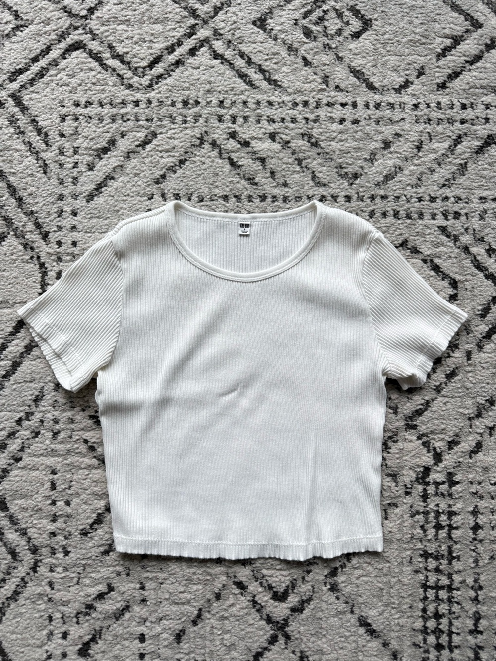 White Ribbed Short-Sleeve Women's Crop Top